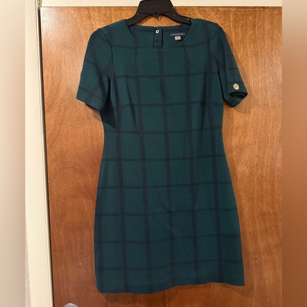 Tommy Hilfiger Dark Green Plaid Mini Dress